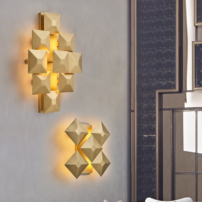 Modernist 1/3-Light Sconce Lighting with Metal Shade Black/White Geometric Wall Lamp for Stairway Clearhalo 'Cast Iron' 'Glass' 'Industrial' 'Modern wall lights' 'Modern' 'Tiffany' 'Traditional wall lights' 'Wall Lamps & Sconces' 'Wall Lights' Lighting' 129972