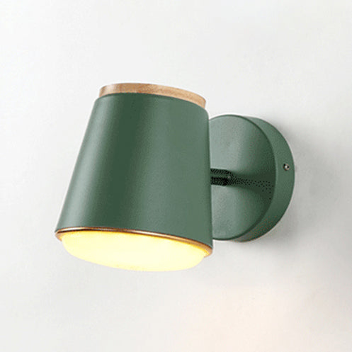 Tapered Wall Light Fixture Macaron Metal 1 Light Sconce Light in Pink/Grey/Green for Bedroom Clearhalo 'Cast Iron' 'Glass' 'Industrial' 'Modern wall lights' 'Modern' 'Tiffany' 'Traditional wall lights' 'Wall Lamps & Sconces' 'Wall Lights' Lighting' 130189