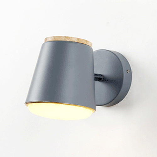 Tapered Wall Light Fixture Macaron Metal 1 Light Sconce Light in Pink/Grey/Green for Bedroom Clearhalo 'Cast Iron' 'Glass' 'Industrial' 'Modern wall lights' 'Modern' 'Tiffany' 'Traditional wall lights' 'Wall Lamps & Sconces' 'Wall Lights' Lighting' 130191