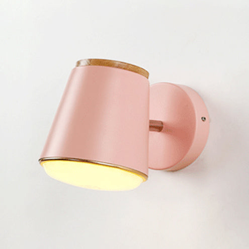 Tapered Wall Light Fixture Macaron Metal 1 Light Sconce Light in Pink/Grey/Green for Bedroom Pink Clearhalo 'Cast Iron' 'Glass' 'Industrial' 'Modern wall lights' 'Modern' 'Tiffany' 'Traditional wall lights' 'Wall Lamps & Sconces' 'Wall Lights' Lighting' 130192
