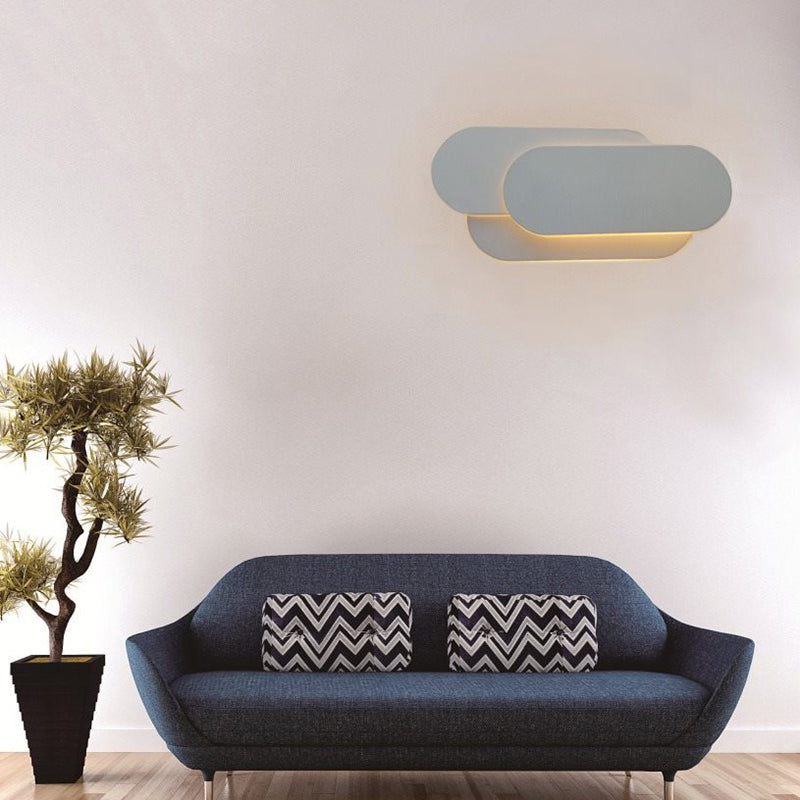 Metal Oval Shade Wall Sconce Lighting Simple Stylish Warm/White Light LED Wall Light Fixture in Grey for Bedroom Grey Clearhalo 'Cast Iron' 'Glass' 'Industrial' 'Modern wall lights' 'Modern' 'Tiffany' 'Traditional wall lights' 'Wall Lamps & Sconces' 'Wall Lights' Lighting' 130297