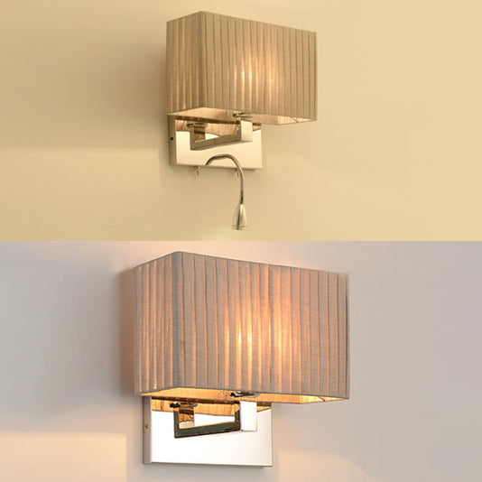 Contemporary Rectangle Sconce Light Fixture Fabric LED Wall Sconce Lighting in Beige Clearhalo 'Cast Iron' 'Glass' 'Industrial' 'Modern wall lights' 'Modern' 'Tiffany' 'Traditional wall lights' 'Wall Lamps & Sconces' 'Wall Lights' Lighting' 130580