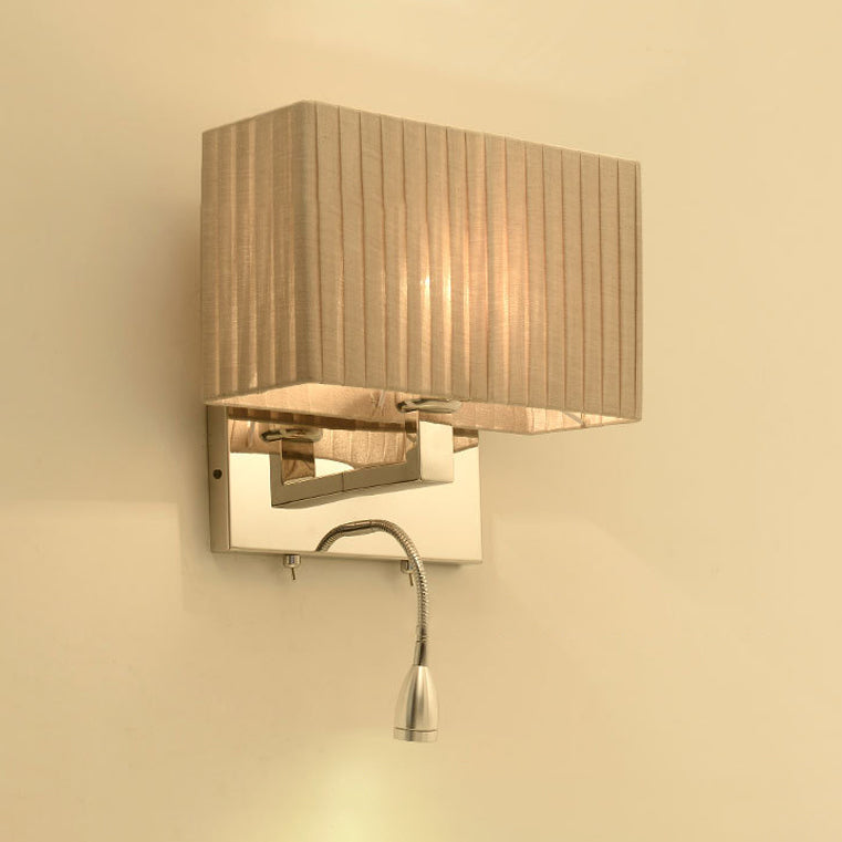 Contemporary Rectangle Sconce Light Fixture Fabric LED Wall Sconce Lighting in Beige Beige B Clearhalo 'Cast Iron' 'Glass' 'Industrial' 'Modern wall lights' 'Modern' 'Tiffany' 'Traditional wall lights' 'Wall Lamps & Sconces' 'Wall Lights' Lighting' 130581