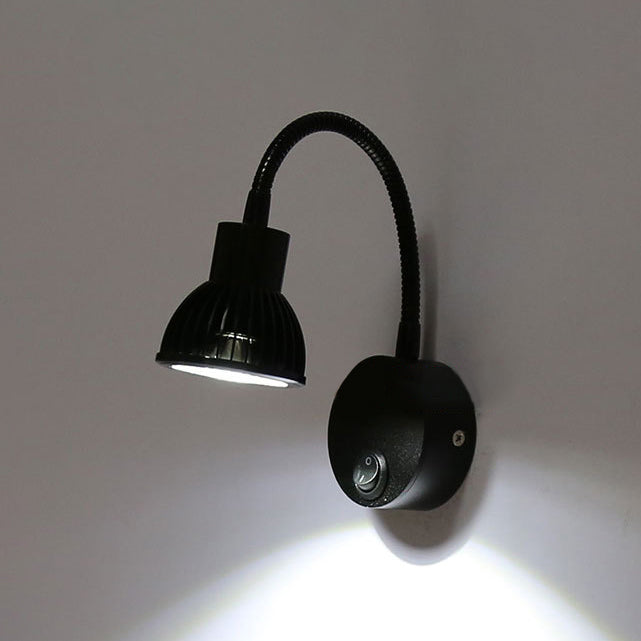 Modern Bowl Metal Shade Wall Lamp LED Adjustable Wall Light Sconce with/without Switch in Black Finish, Warm/White Lighting Black Warm With Switch Clearhalo 'Cast Iron' 'Glass' 'Industrial' 'Modern wall lights' 'Modern' 'Tiffany' 'Traditional wall lights' 'Wall Lamps & Sconces' 'Wall Lights' Lighting' 130913
