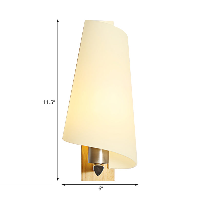 Kid Bedroom Coolie Shade Sconce Light Milk Glass 1 Light Japanese Style White Wall Lamp Clearhalo 'Modern wall lights' 'Modern' 'Wall Lamps & Sconces' 'Wall Lights' Lighting' 131174