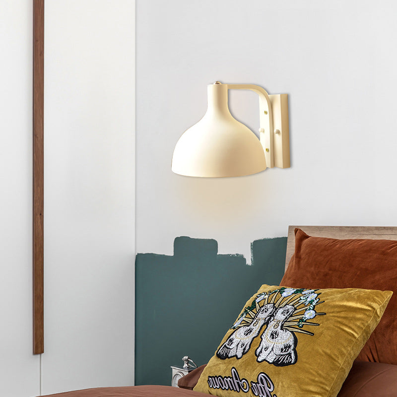 Contemporary Domed Wall Light Metal Single Light Sconce Lamp for Front Door Hallway White Clearhalo 'Cast Iron' 'Glass' 'Industrial' 'Modern wall lights' 'Modern' 'Tiffany' 'Traditional wall lights' 'Wall Lamps & Sconces' 'Wall Lights' Lighting' 131396
