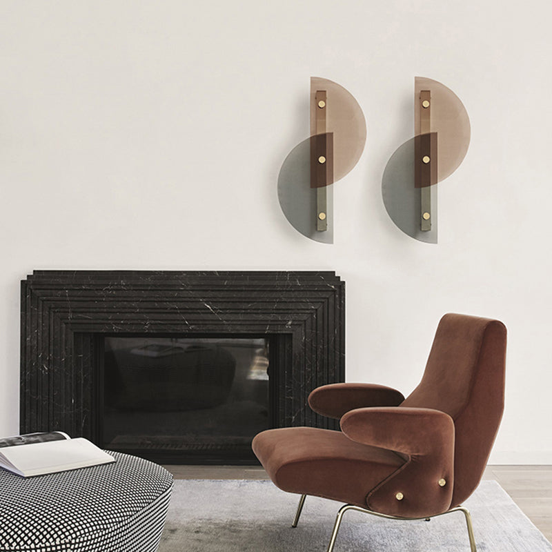 Contemporary Stylish Wall Light 2-Half Circle Glass Sconce Lighting for Dining Room Cloth Shop Clearhalo 'Cast Iron' 'Glass' 'Industrial' 'Modern wall lights' 'Modern' 'Tiffany' 'Traditional wall lights' 'Wall Lamps & Sconces' 'Wall Lights' Lighting' 131485