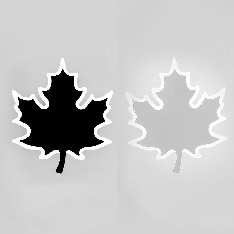 Maple Leaf Sconce Light Simplicity Acrylic LED White/Black Wall Light Fixture in Warm/White Light Clearhalo 'Cast Iron' 'Glass' 'Industrial' 'Modern wall lights' 'Modern' 'Tiffany' 'Traditional wall lights' 'Wall Lamps & Sconces' 'Wall Lights' Lighting' 131530