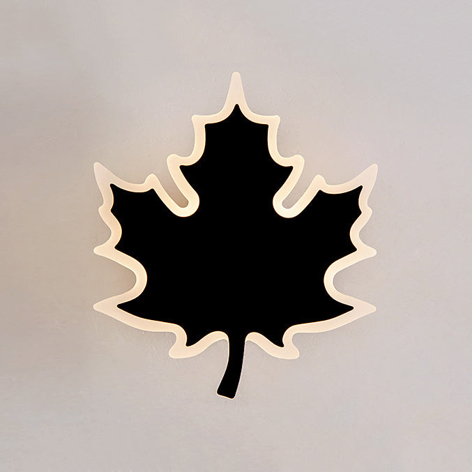 Maple Leaf Sconce Light Simplicity Acrylic LED White/Black Wall Light Fixture in Warm/White Light Black Warm Clearhalo 'Cast Iron' 'Glass' 'Industrial' 'Modern wall lights' 'Modern' 'Tiffany' 'Traditional wall lights' 'Wall Lamps & Sconces' 'Wall Lights' Lighting' 131532