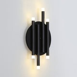 Simple Black Wall Light with Round Backplate 6 Lights Metal Wall Lamp for Hallway Bedside Black 10" Clearhalo 'Cast Iron' 'Glass' 'Industrial' 'Modern wall lights' 'Modern' 'Tiffany' 'Traditional wall lights' 'Wall Lamps & Sconces' 'Wall Lights' Lighting' 131637