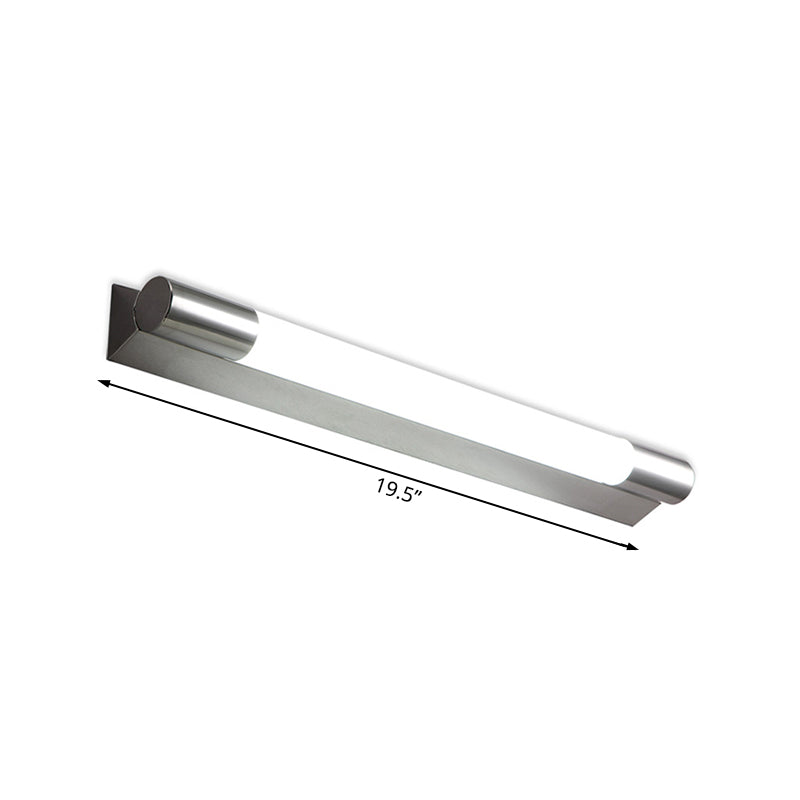 Tube Shaped Vanity Light Modern Stylish Metallic 19.5"/23" W LED Bathroom Wall Sconce in Silver, Warm/White Light Clearhalo 'Cast Iron' 'Glass' 'Industrial' 'Modern wall lights' 'Modern' 'Tiffany' 'Traditional wall lights' 'Vanity Lights' 'Wall Lights' Lighting' 131916