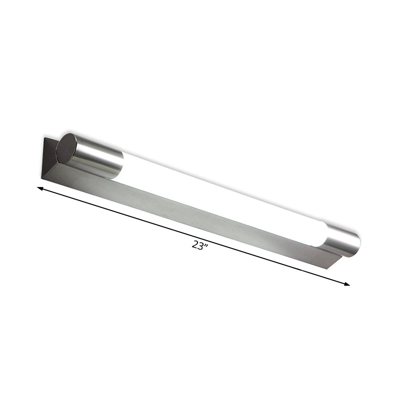 Tube Shaped Vanity Light Modern Stylish Metallic 19.5"/23" W LED Bathroom Wall Sconce in Silver, Warm/White Light Clearhalo 'Cast Iron' 'Glass' 'Industrial' 'Modern wall lights' 'Modern' 'Tiffany' 'Traditional wall lights' 'Vanity Lights' 'Wall Lights' Lighting' 131917