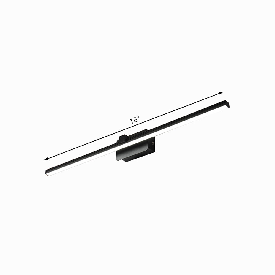 Black/White Linear Vanity Light Modernist 16"/19.5" W LED Aluminum Wall Light Fixture in Warm/White Light Clearhalo 'Cast Iron' 'Glass' 'Industrial' 'Modern wall lights' 'Modern' 'Tiffany' 'Traditional wall lights' 'Vanity Lights' 'Wall Lights' Lighting' 131963