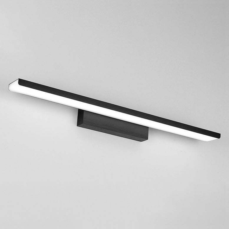 Linear Indoor Vanity Sconce Light Acrylic 16"/23.5" W LED Simple Stylish Wall Mounted Lamp in Silver/Black, Warm/White Light Black Clearhalo 'Cast Iron' 'Glass' 'Industrial' 'Modern wall lights' 'Modern' 'Tiffany' 'Traditional wall lights' 'Vanity Lights' 'Wall Lights' Lighting' 131981