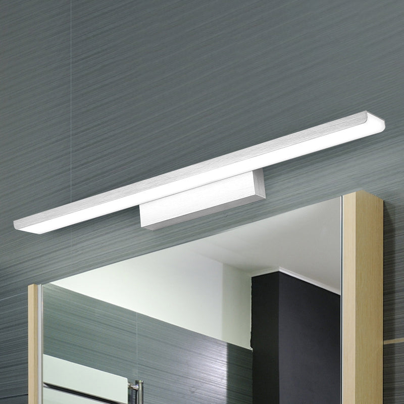 Linear Indoor Vanity Sconce Light Acrylic 16"/23.5" W LED Simple Stylish Wall Mounted Lamp in Silver/Black, Warm/White Light Clearhalo 'Cast Iron' 'Glass' 'Industrial' 'Modern wall lights' 'Modern' 'Tiffany' 'Traditional wall lights' 'Vanity Lights' 'Wall Lights' Lighting' 131982