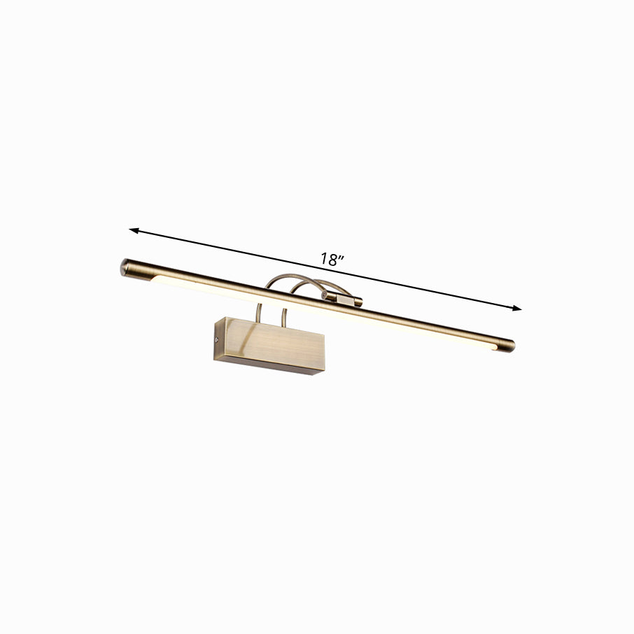 Simple Style Tube Vanity Wall Light Metal 18"/21.5" W LED Bathroom Wall Sconce in Nickel/Brushed Brass, Warm/White Lighting Clearhalo 'Cast Iron' 'Glass' 'Industrial' 'Modern wall lights' 'Modern' 'Tiffany' 'Traditional wall lights' 'Vanity Lights' 'Wall Lights' Lighting' 131997