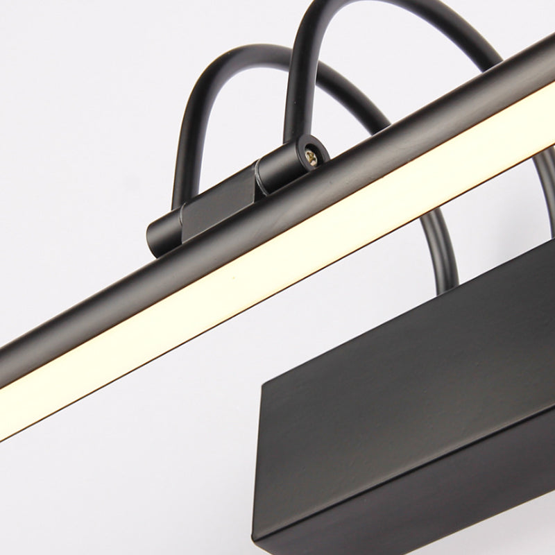 Simple Style Linear Vanity Lighting Metallic 22"/26" Wide LED Bathroom Wall Light in Black, White/Warm Light Clearhalo 'Cast Iron' 'Glass' 'Industrial' 'Modern wall lights' 'Modern' 'Tiffany' 'Traditional wall lights' 'Vanity Lights' 'Wall Lights' Lighting' 132028
