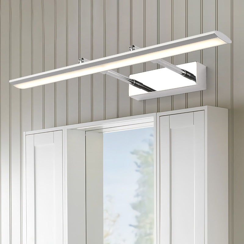 Linear Bathroom Vanity Lighting Fixture Acrylic LED Modernism Style Wall Lamp in Black/Chrome, 15"/19" Wide Chrome Clearhalo 'Cast Iron' 'Glass' 'Industrial' 'Modern wall lights' 'Modern' 'Tiffany' 'Traditional wall lights' 'Vanity Lights' 'Wall Lights' Lighting' 132036