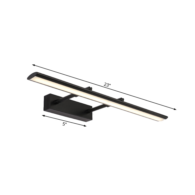 Linear Bathroom Vanity Lighting Fixture Acrylic LED Modernism Style Wall Lamp in Black/Chrome, 15"/19" Wide Clearhalo 'Cast Iron' 'Glass' 'Industrial' 'Modern wall lights' 'Modern' 'Tiffany' 'Traditional wall lights' 'Vanity Lights' 'Wall Lights' Lighting' 132043