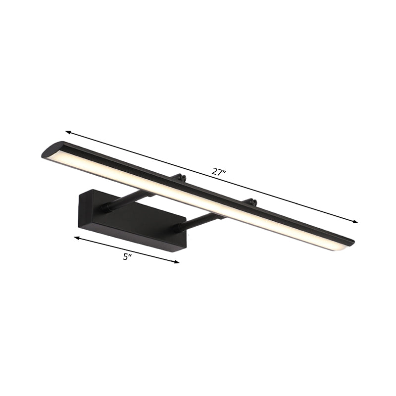 Linear Bathroom Vanity Lighting Fixture Acrylic LED Modernism Style Wall Lamp in Black/Chrome, 15"/19" Wide Clearhalo 'Cast Iron' 'Glass' 'Industrial' 'Modern wall lights' 'Modern' 'Tiffany' 'Traditional wall lights' 'Vanity Lights' 'Wall Lights' Lighting' 132044