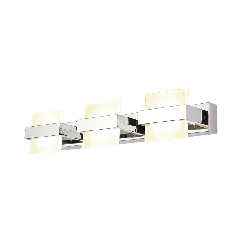 Square Vanity Wall Light Fixture Simple Acrylic LED 3/4 Lights Bathroom Mirror Lamp in White Clearhalo 'Modern wall lights' 'Modern' 'Wall Lamps & Sconces' 'Wall Lights' Lighting' 132099