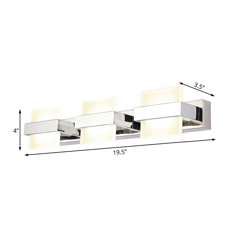 Square Vanity Wall Light Fixture Simple Acrylic LED 3/4 Lights Bathroom Mirror Lamp in White Clearhalo 'Modern wall lights' 'Modern' 'Wall Lamps & Sconces' 'Wall Lights' Lighting' 132100