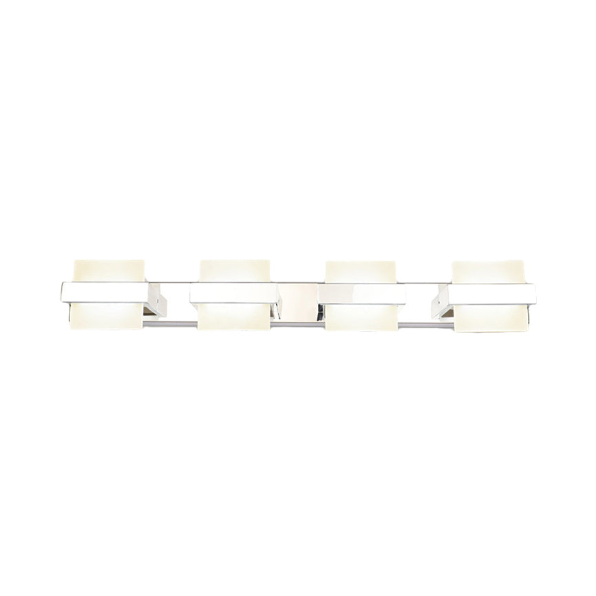 Square Vanity Wall Light Fixture Simple Acrylic LED 3/4 Lights Bathroom Mirror Lamp in White Clearhalo 'Modern wall lights' 'Modern' 'Wall Lamps & Sconces' 'Wall Lights' Lighting' 132102