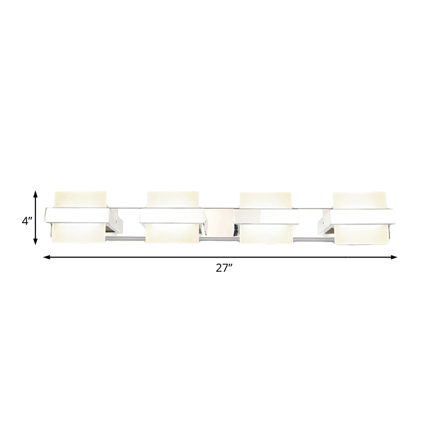 Square Vanity Wall Light Fixture Simple Acrylic LED 3/4 Lights Bathroom Mirror Lamp in White Clearhalo 'Modern wall lights' 'Modern' 'Wall Lamps & Sconces' 'Wall Lights' Lighting' 132103