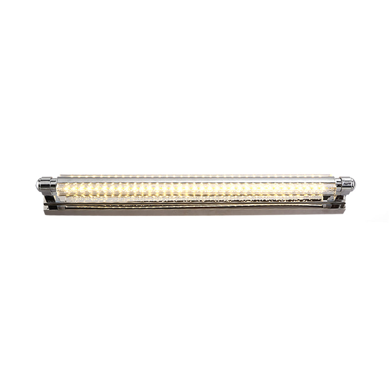 Pipe Acrylic Vanity Lighting Simple 1 Light Chrome LED Wall Mount Lamp in Warm/White/Third Gear Light for Bathroom, 19.5"/23.5" Wide Clearhalo 'Cast Iron' 'Glass' 'Industrial' 'Modern wall lights' 'Modern' 'Tiffany' 'Traditional wall lights' 'Vanity Lights' 'Wall Lights' Lighting' 132109