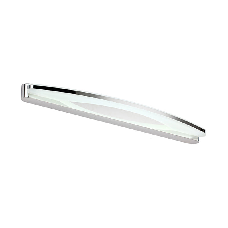 Modernism Slim Metal Vanity Lighting with Oval Shade 15"/21" Dia LED Wall Light Sconce in Chrome, Warm/White Light Clearhalo 'Modern wall lights' 'Modern' 'Vanity Lights' 'Wall Lights' Lighting' 132128