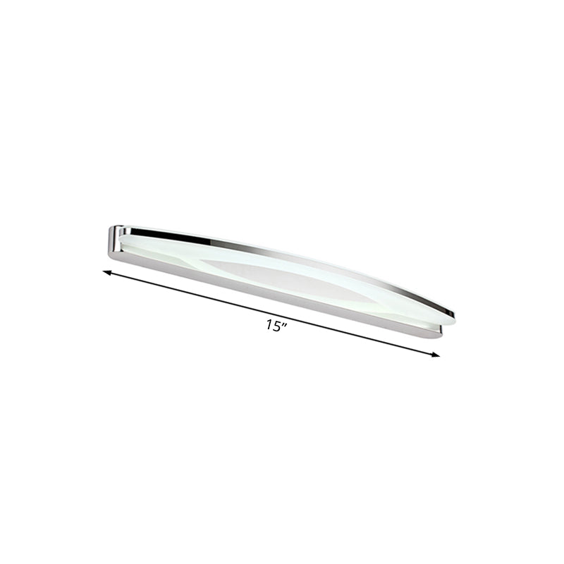 Modernism Slim Metal Vanity Lighting with Oval Shade 15"/21" Dia LED Wall Light Sconce in Chrome, Warm/White Light Clearhalo 'Modern wall lights' 'Modern' 'Vanity Lights' 'Wall Lights' Lighting' 132129