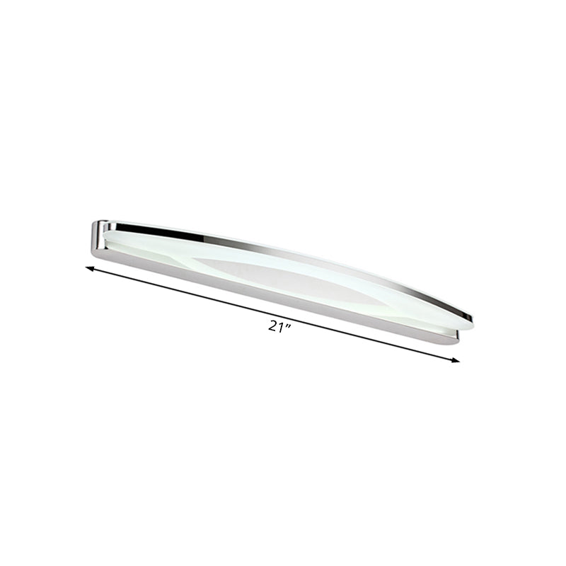 Modernism Slim Metal Vanity Lighting with Oval Shade 15"/21" Dia LED Wall Light Sconce in Chrome, Warm/White Light Clearhalo 'Modern wall lights' 'Modern' 'Vanity Lights' 'Wall Lights' Lighting' 132130