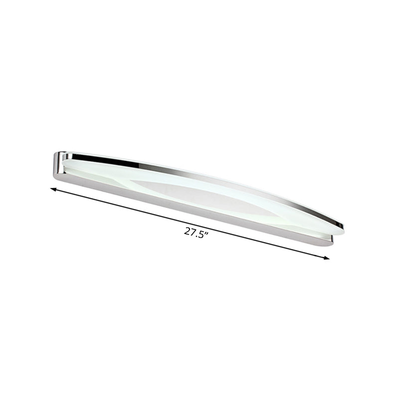 Modernism Slim Metal Vanity Lighting with Oval Shade 15"/21" Dia LED Wall Light Sconce in Chrome, Warm/White Light Clearhalo 'Modern wall lights' 'Modern' 'Vanity Lights' 'Wall Lights' Lighting' 132131