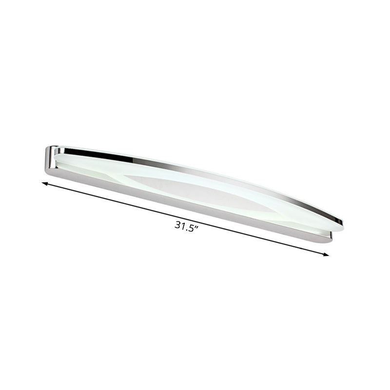 Modernism Slim Metal Vanity Lighting with Oval Shade 15"/21" Dia LED Wall Light Sconce in Chrome, Warm/White Light Clearhalo 'Modern wall lights' 'Modern' 'Vanity Lights' 'Wall Lights' Lighting' 132132