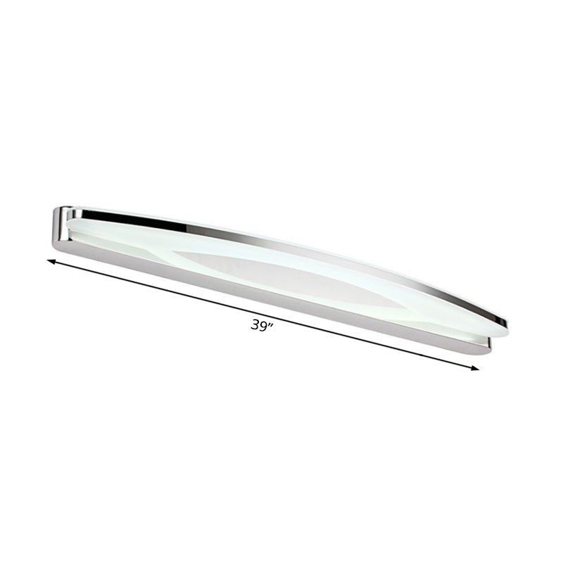 Modernism Slim Metal Vanity Lighting with Oval Shade 15"/21" Dia LED Wall Light Sconce in Chrome, Warm/White Light Clearhalo 'Modern wall lights' 'Modern' 'Vanity Lights' 'Wall Lights' Lighting' 132133