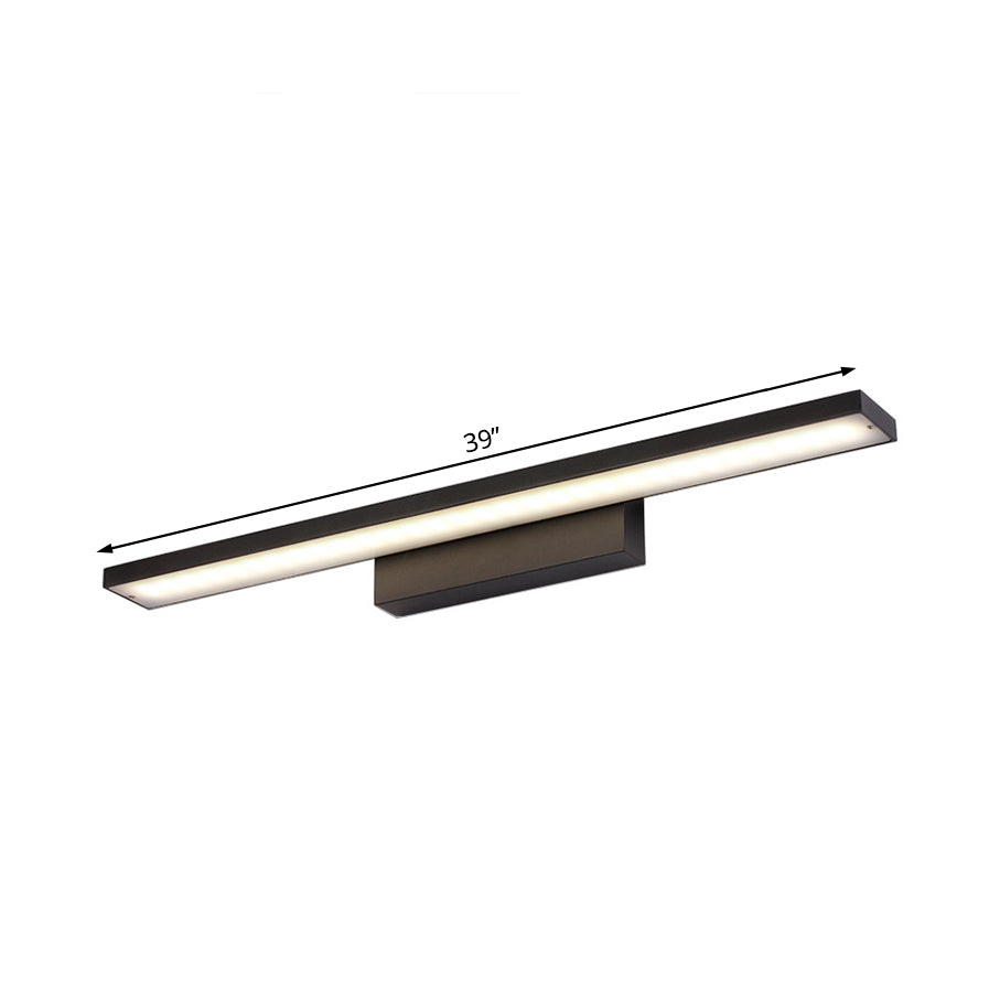 Black/White Slim Vanity Lamp with Rectangular Shade Simplistic 16"/23.5" W LED Acrylic Wall Light Fixture over Mirror Clearhalo 'Cast Iron' 'Glass' 'Industrial' 'Modern wall lights' 'Modern' 'Tiffany' 'Traditional wall lights' 'Vanity Lights' 'Wall Lights' Lighting' 132168