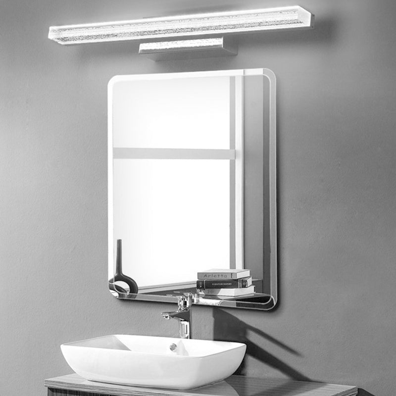 Linear Bathroom Vanity Lamp Stainless Steel 1-Light Modern LED Wall Sconce with Acrylic Shade in Warm/White Light, 8"/16"/23.5" Wide Stainless-Steel White Clearhalo 'Modern wall lights' 'Modern' 'Vanity Lights' 'Wall Lights' Lighting' 132188