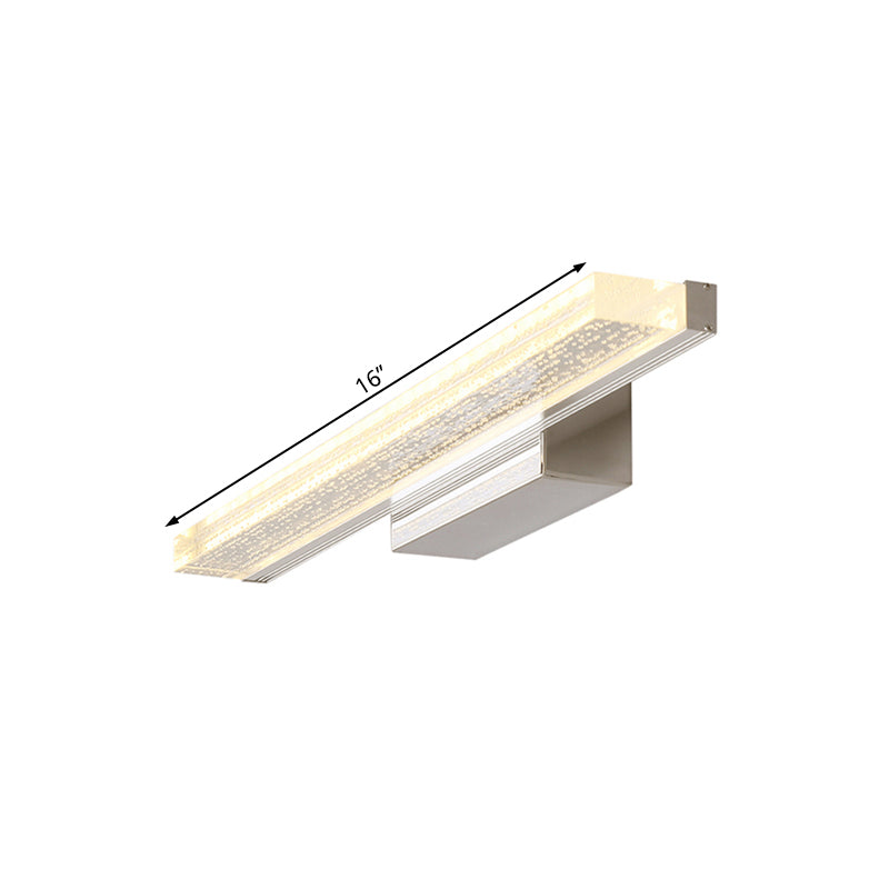 Linear Bathroom Vanity Lamp Stainless Steel 1-Light Modern LED Wall Sconce with Acrylic Shade in Warm/White Light, 8"/16"/23.5" Wide Clearhalo 'Modern wall lights' 'Modern' 'Vanity Lights' 'Wall Lights' Lighting' 132192