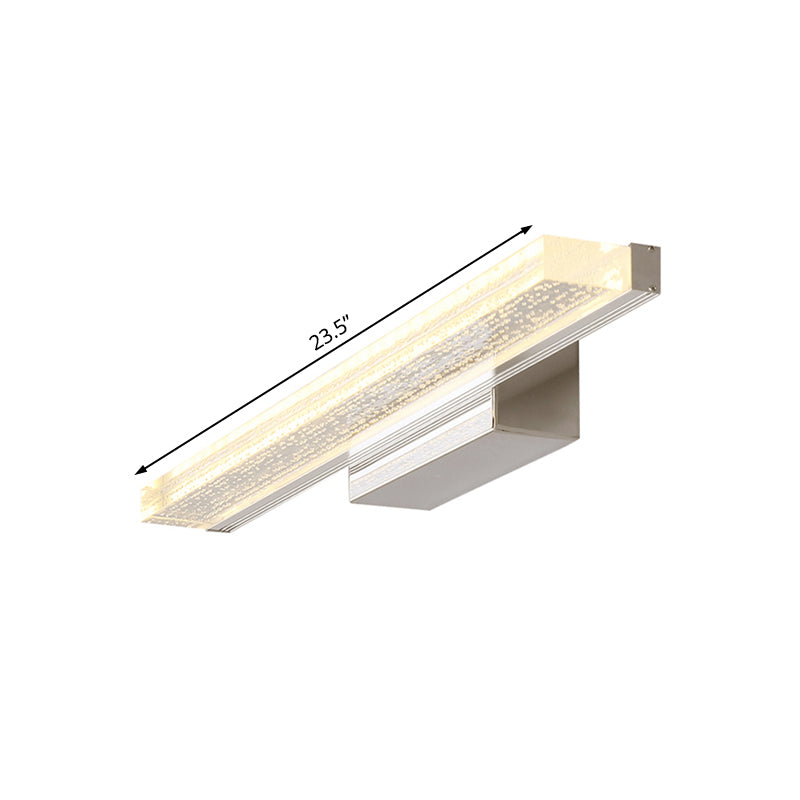 Linear Bathroom Vanity Lamp Stainless Steel 1-Light Modern LED Wall Sconce with Acrylic Shade in Warm/White Light, 8"/16"/23.5" Wide Clearhalo 'Modern wall lights' 'Modern' 'Vanity Lights' 'Wall Lights' Lighting' 132193