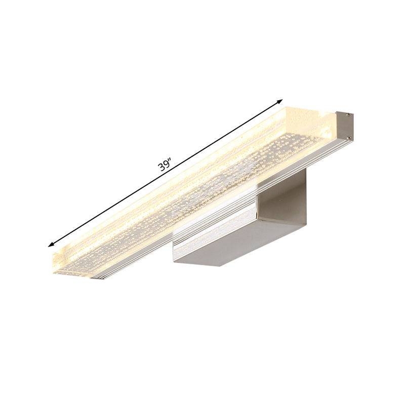 Linear Bathroom Vanity Lamp Stainless Steel 1-Light Modern LED Wall Sconce with Acrylic Shade in Warm/White Light, 8"/16"/23.5" Wide Clearhalo 'Modern wall lights' 'Modern' 'Vanity Lights' 'Wall Lights' Lighting' 132195