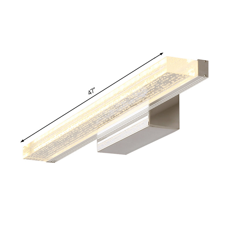 Linear Bathroom Vanity Lamp Stainless Steel 1-Light Modern LED Wall Sconce with Acrylic Shade in Warm/White Light, 8"/16"/23.5" Wide Clearhalo 'Modern wall lights' 'Modern' 'Vanity Lights' 'Wall Lights' Lighting' 132196