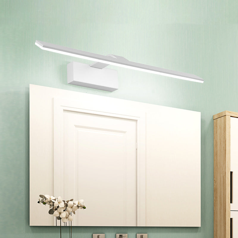 White Rectangular Vanity Lamp Nordic Style 16.5"/20" W LED Acrylic Wall Mount Light for Bathroom, Warm/White Light White White Clearhalo 'Cast Iron' 'Glass' 'Industrial' 'Modern wall lights' 'Modern' 'Tiffany' 'Traditional wall lights' 'Vanity Lights' 'Wall Lights' Lighting' 132208