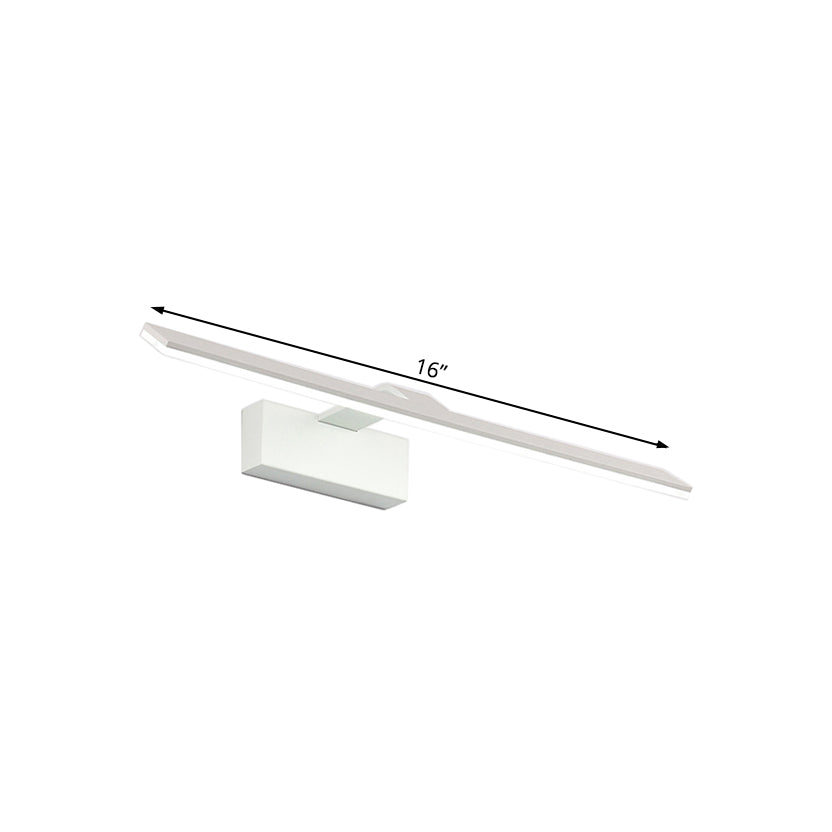White Rectangular Vanity Lamp Nordic Style 16.5"/20" W LED Acrylic Wall Mount Light for Bathroom, Warm/White Light Clearhalo 'Cast Iron' 'Glass' 'Industrial' 'Modern wall lights' 'Modern' 'Tiffany' 'Traditional wall lights' 'Vanity Lights' 'Wall Lights' Lighting' 132211