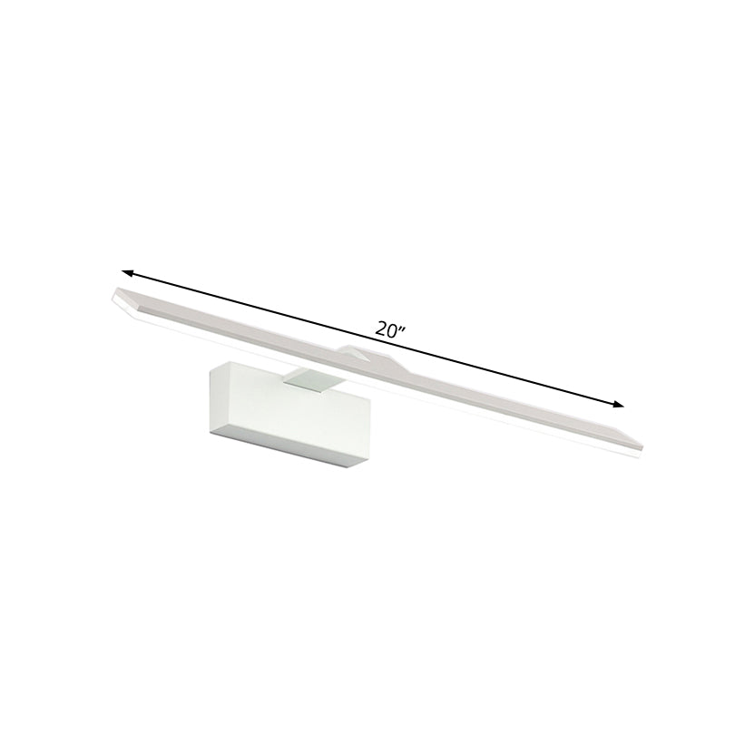 White Rectangular Vanity Lamp Nordic Style 16.5"/20" W LED Acrylic Wall Mount Light for Bathroom, Warm/White Light Clearhalo 'Cast Iron' 'Glass' 'Industrial' 'Modern wall lights' 'Modern' 'Tiffany' 'Traditional wall lights' 'Vanity Lights' 'Wall Lights' Lighting' 132212