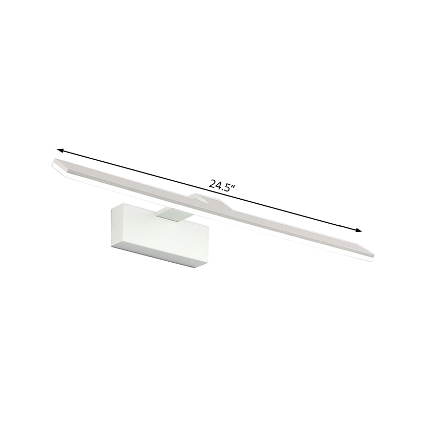 White Rectangular Vanity Lamp Nordic Style 16.5"/20" W LED Acrylic Wall Mount Light for Bathroom, Warm/White Light Clearhalo 'Cast Iron' 'Glass' 'Industrial' 'Modern wall lights' 'Modern' 'Tiffany' 'Traditional wall lights' 'Vanity Lights' 'Wall Lights' Lighting' 132213