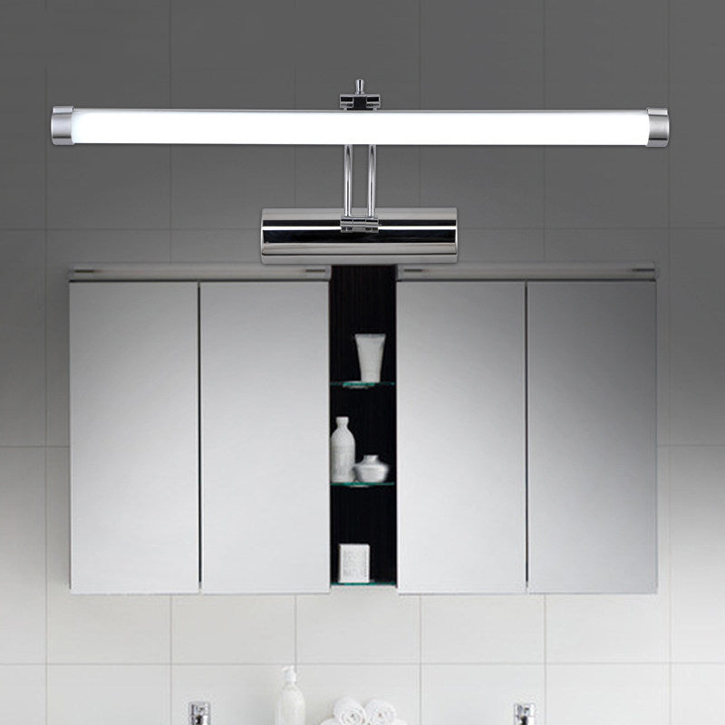 LED Indoor Vanity Light with Tubular Metallic Shade Modern Chrome Wall Sconce Lamp in Warm/White Light, 18"/21" W Chrome White Clearhalo 'Cast Iron' 'Glass' 'Industrial' 'Modern wall lights' 'Modern' 'Tiffany' 'Traditional wall lights' 'Vanity Lights' 'Wall Lights' Lighting' 132215