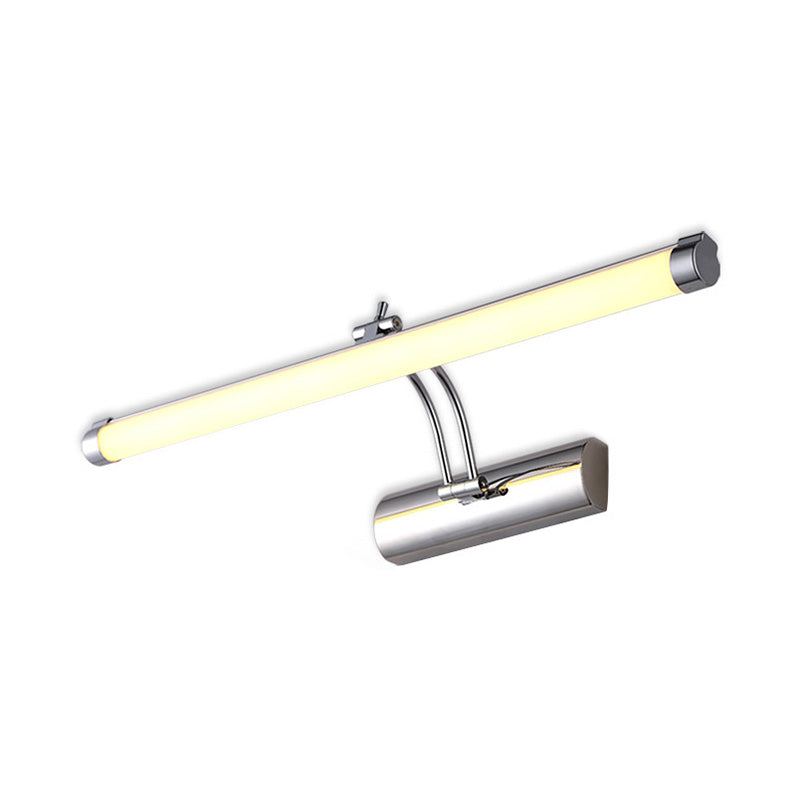 LED Indoor Vanity Light with Tubular Metallic Shade Modern Chrome Wall Sconce Lamp in Warm/White Light, 18"/21" W Chrome Warm Clearhalo 'Cast Iron' 'Glass' 'Industrial' 'Modern wall lights' 'Modern' 'Tiffany' 'Traditional wall lights' 'Vanity Lights' 'Wall Lights' Lighting' 132217