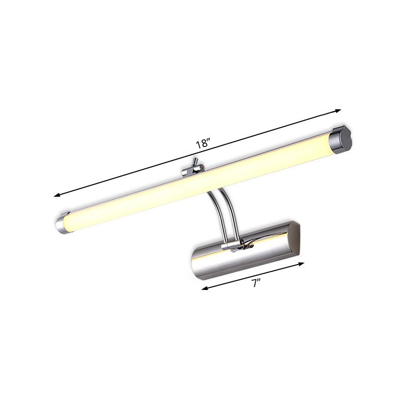 LED Indoor Vanity Light with Tubular Metallic Shade Modern Chrome Wall Sconce Lamp in Warm/White Light, 18"/21" W Clearhalo 'Cast Iron' 'Glass' 'Industrial' 'Modern wall lights' 'Modern' 'Tiffany' 'Traditional wall lights' 'Vanity Lights' 'Wall Lights' Lighting' 132218