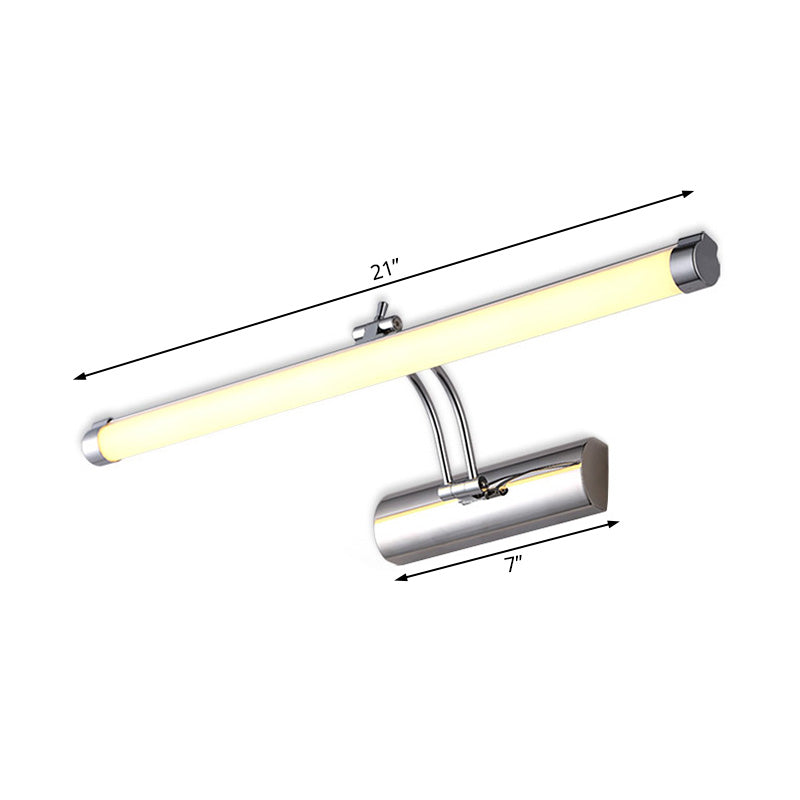 LED Indoor Vanity Light with Tubular Metallic Shade Modern Chrome Wall Sconce Lamp in Warm/White Light, 18"/21" W Clearhalo 'Cast Iron' 'Glass' 'Industrial' 'Modern wall lights' 'Modern' 'Tiffany' 'Traditional wall lights' 'Vanity Lights' 'Wall Lights' Lighting' 132219
