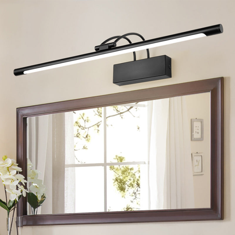 Tubular Wall Light Modern Style Metal LED Black Finish Vanity Sconce Light in Warm/White Light, 18"/21.5" W Clearhalo 'Cast Iron' 'Glass' 'Industrial' 'Modern wall lights' 'Modern' 'Tiffany' 'Traditional wall lights' 'Vanity Lights' 'Wall Lights' Lighting' 132221